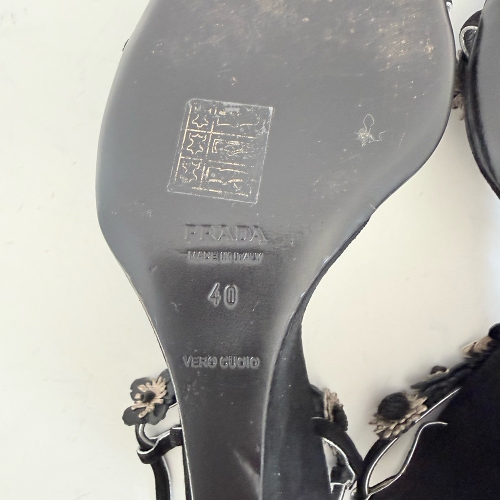 Prada Black Python Snakeskin Suede Floral Appliqu… - image 9